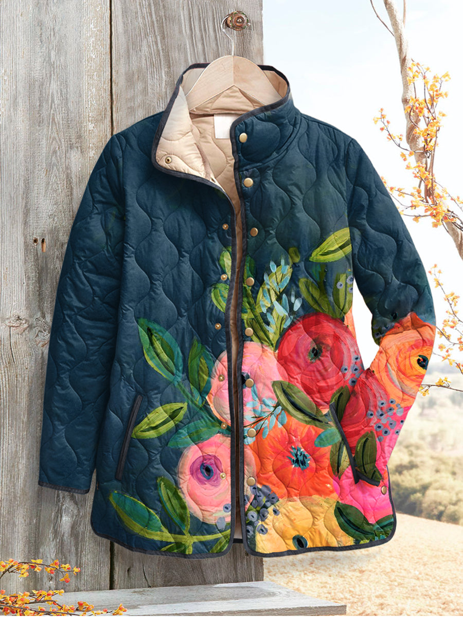 Lois & Tom's - Vintage Floral Print Quilted Jacket