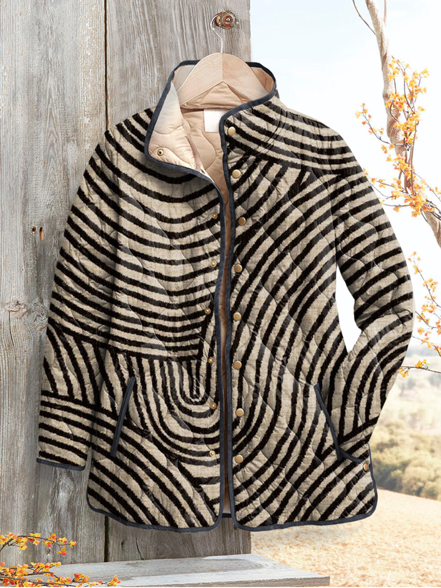 Lois & Tom's - Retro Quilted Jacket Featuring Hand-Drawn Circle Design