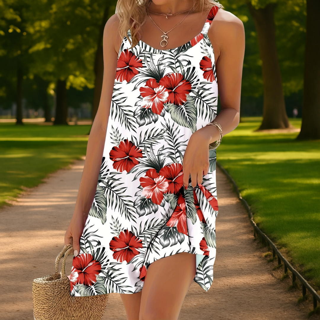 Lyra - Tropical Leaf Print Dress