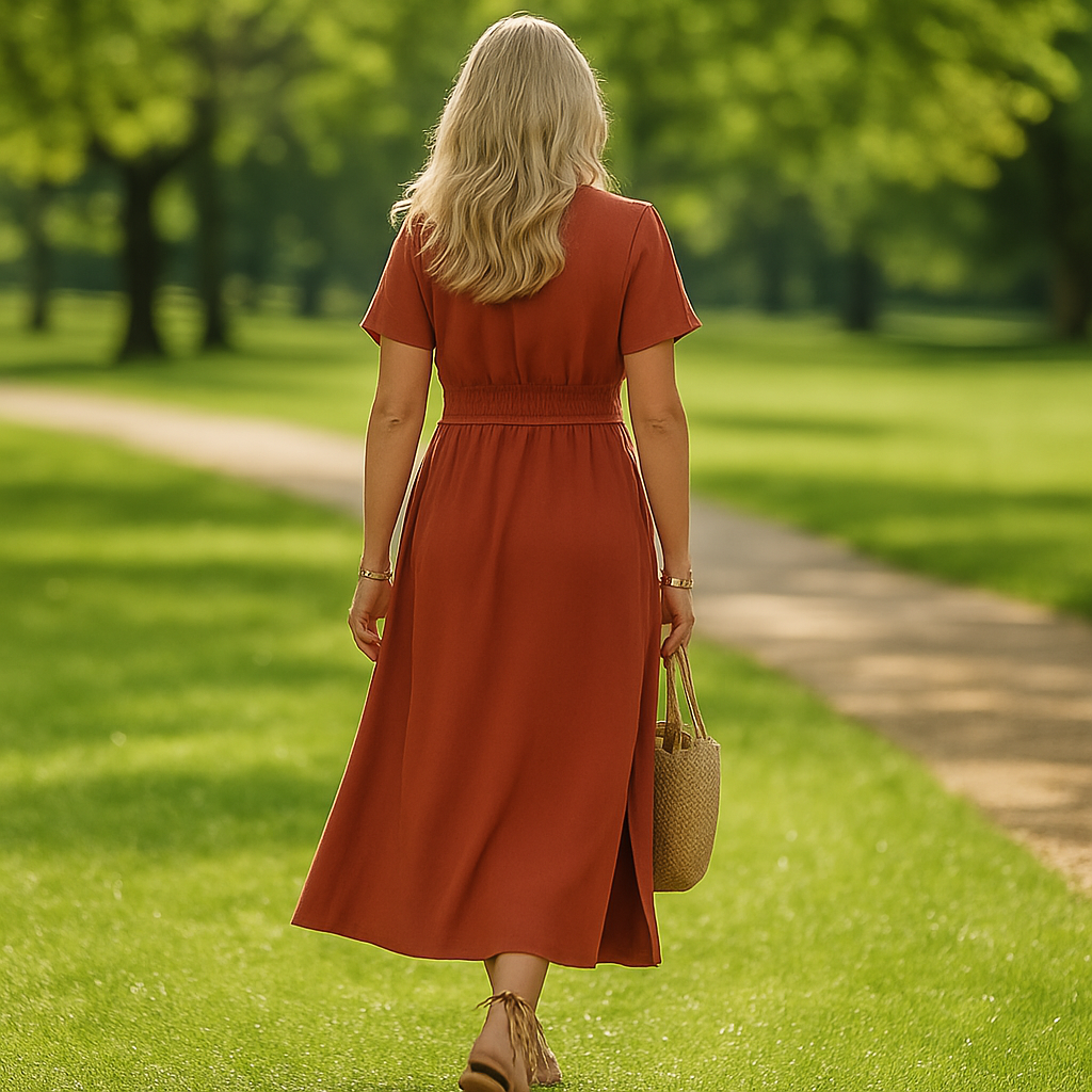 Marie - Flared Pleated Dress with Waist Detail