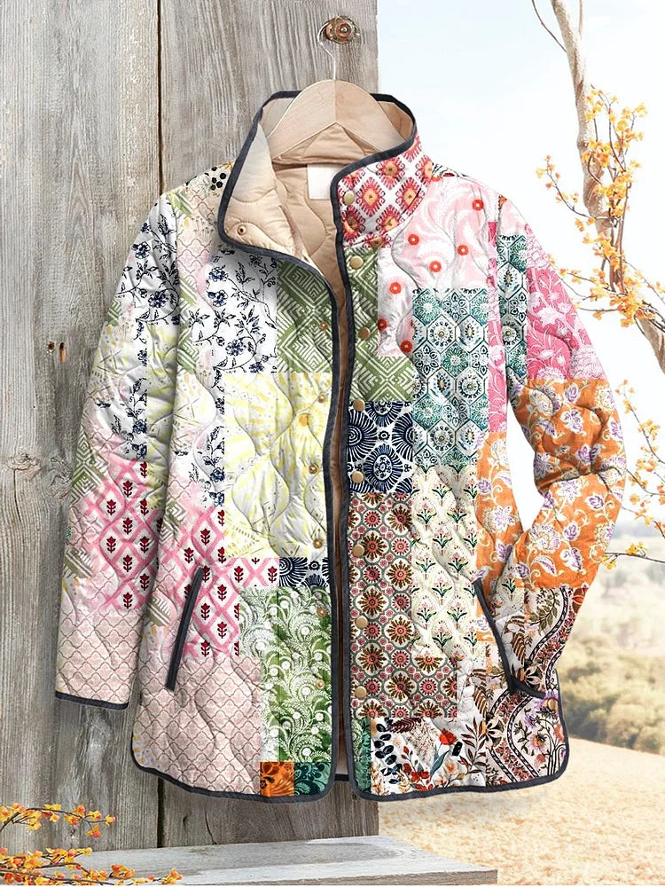 Lois & Tom's - Casual Quilted Jacket with Floral Print