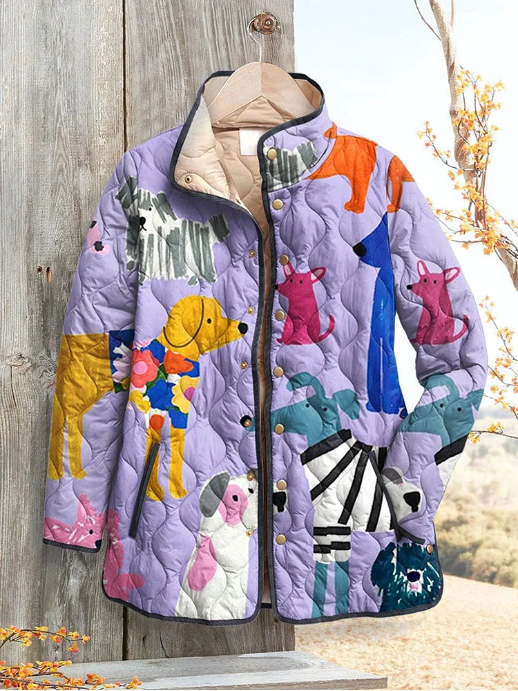 Lois & Tom's - Women's Casual Jacket with Dog Print