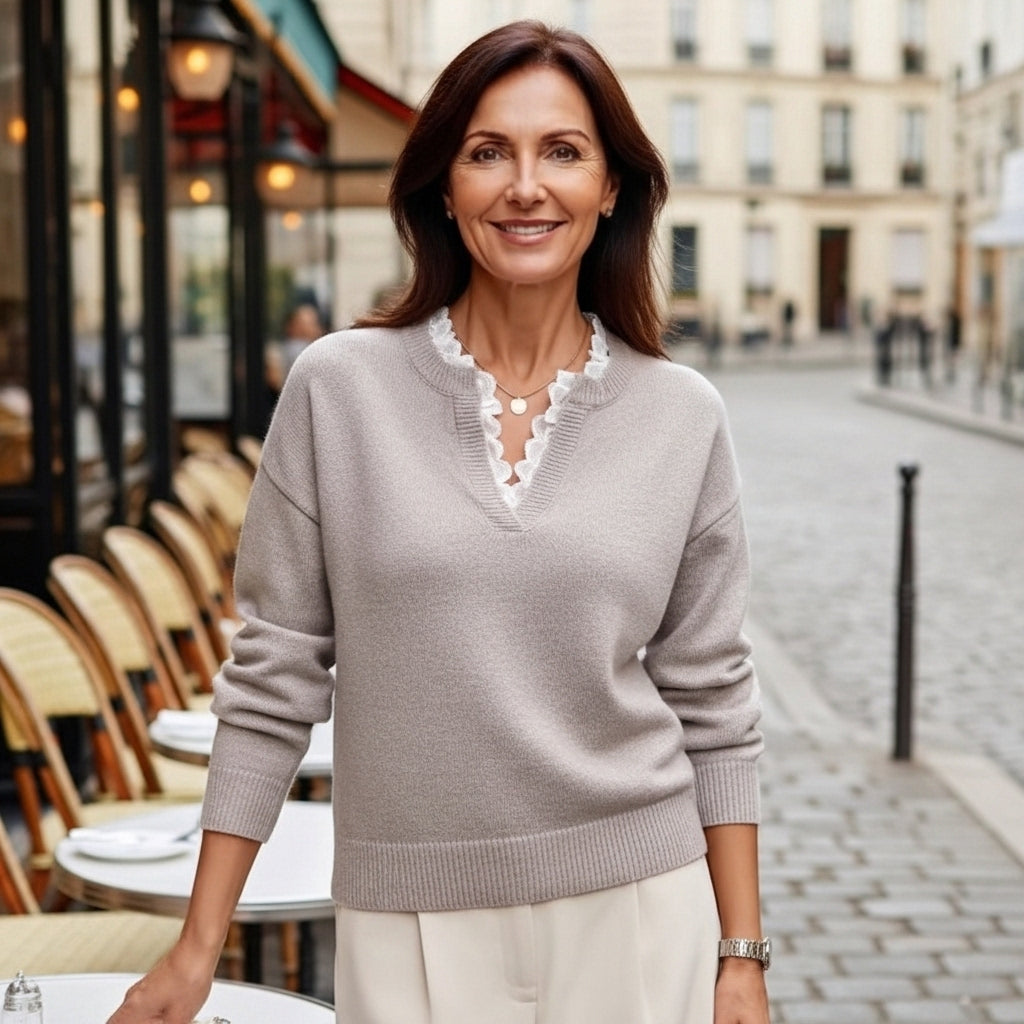 Alana - Pull en Maille à Col V