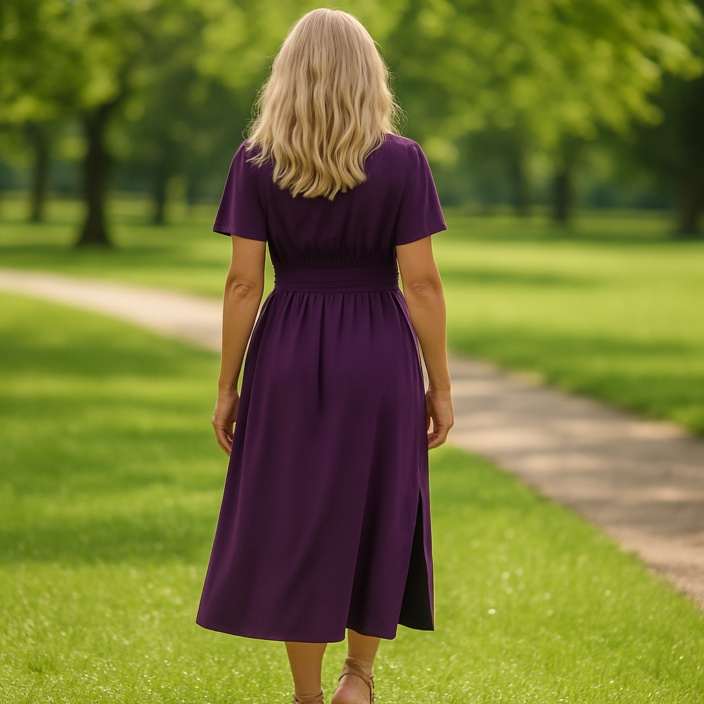 Marie - Flared Pleated Dress with Waist Detail