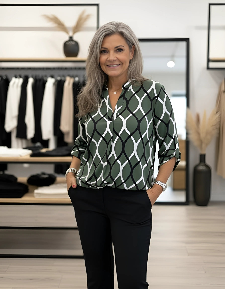 Nanine - Elegant V-Neck Blouse