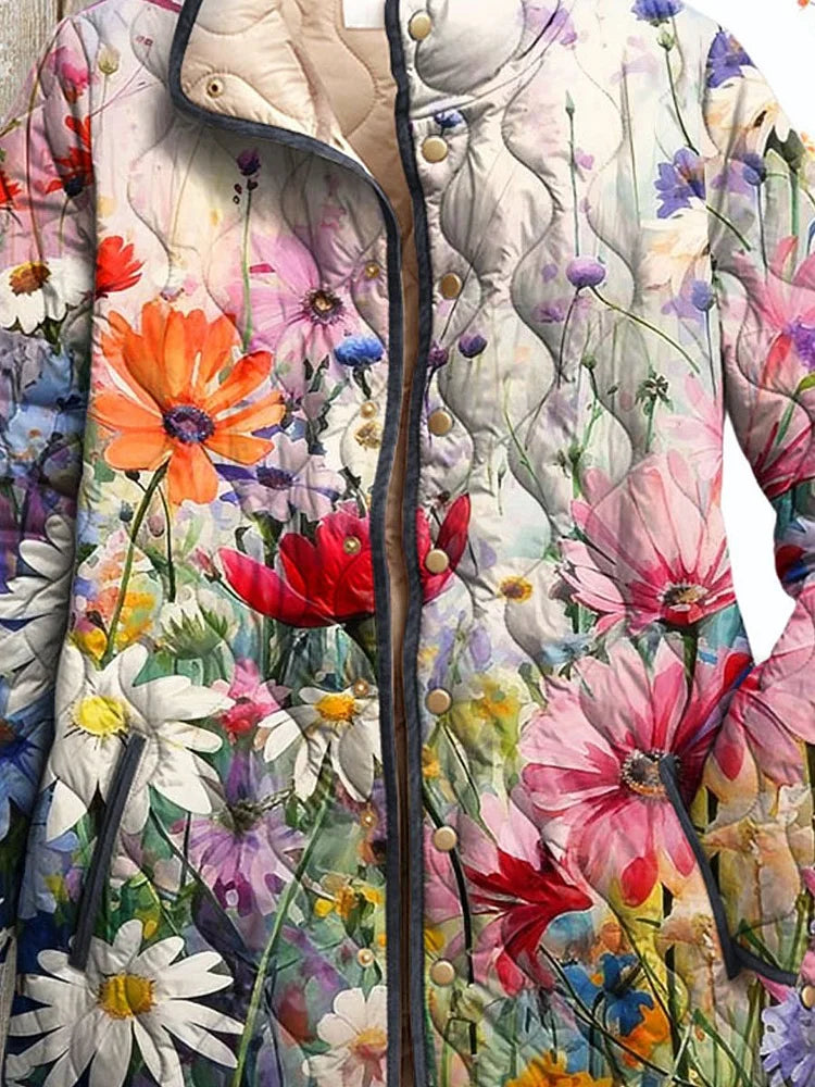 Lois & Tom's - Charming Floral Print Quilted Jacket for Women