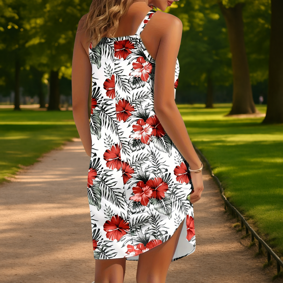 Lyra - Tropical Leaf Print Dress