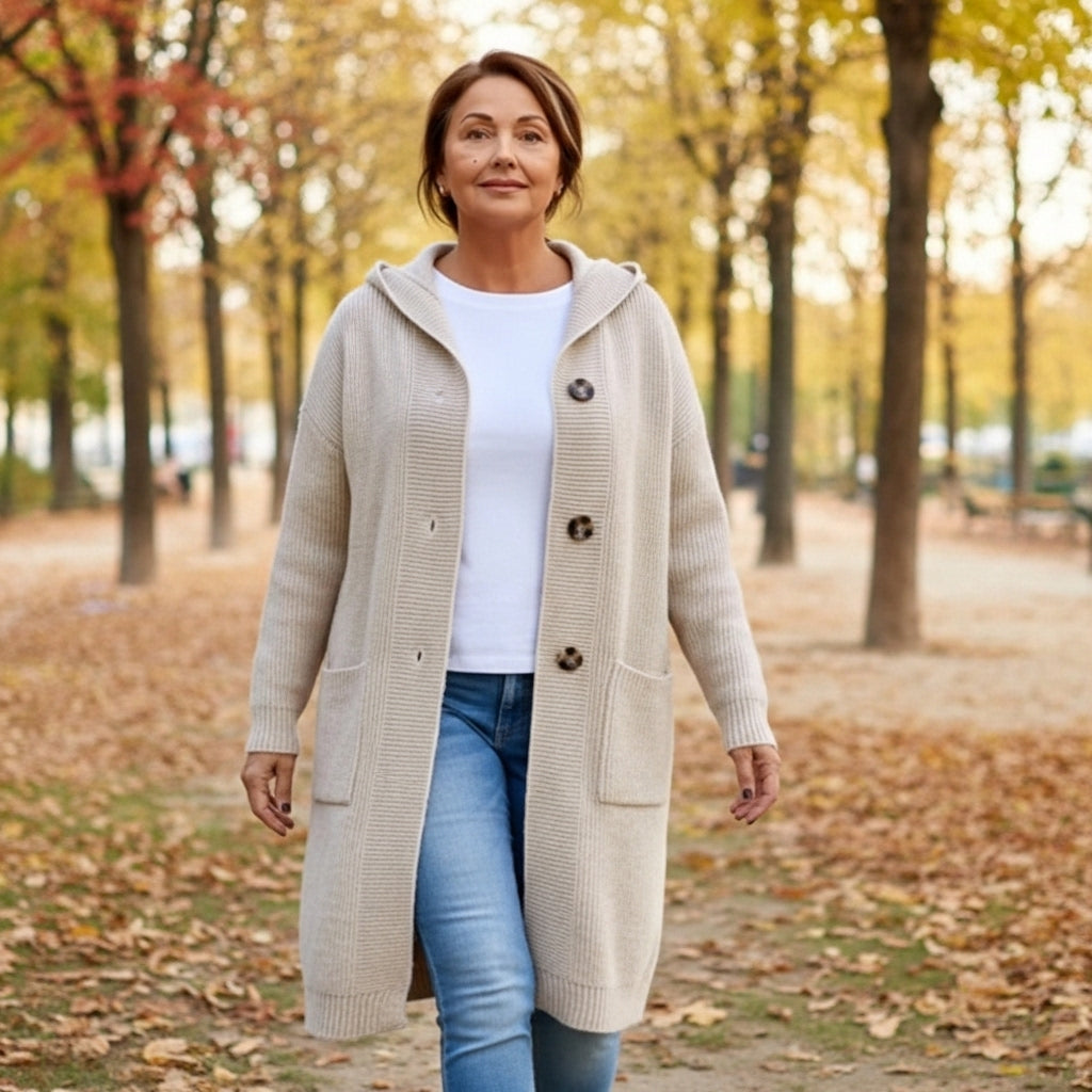 Charu - Long Knitted Hooded Cardigan