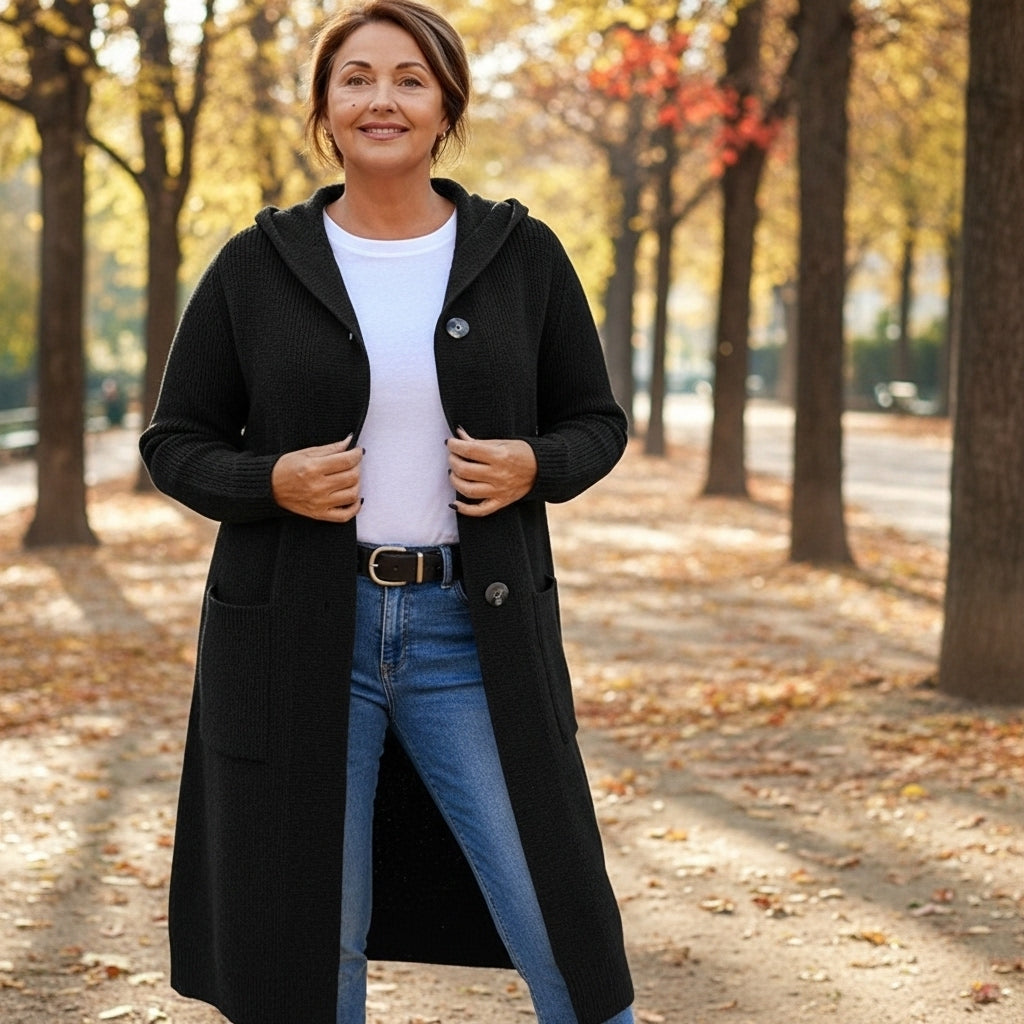 Charu - Long Knitted Hooded Cardigan