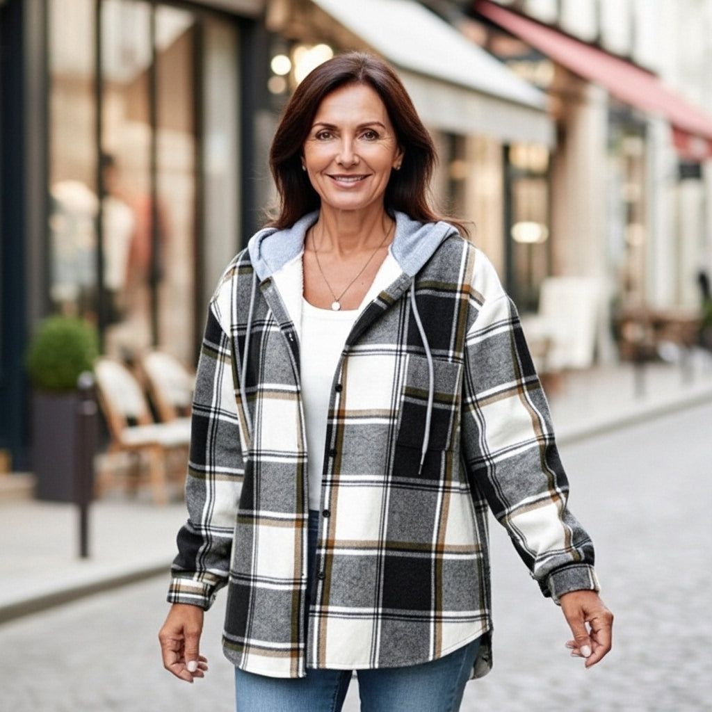 Isaline - Plaid Hooded Cardigan