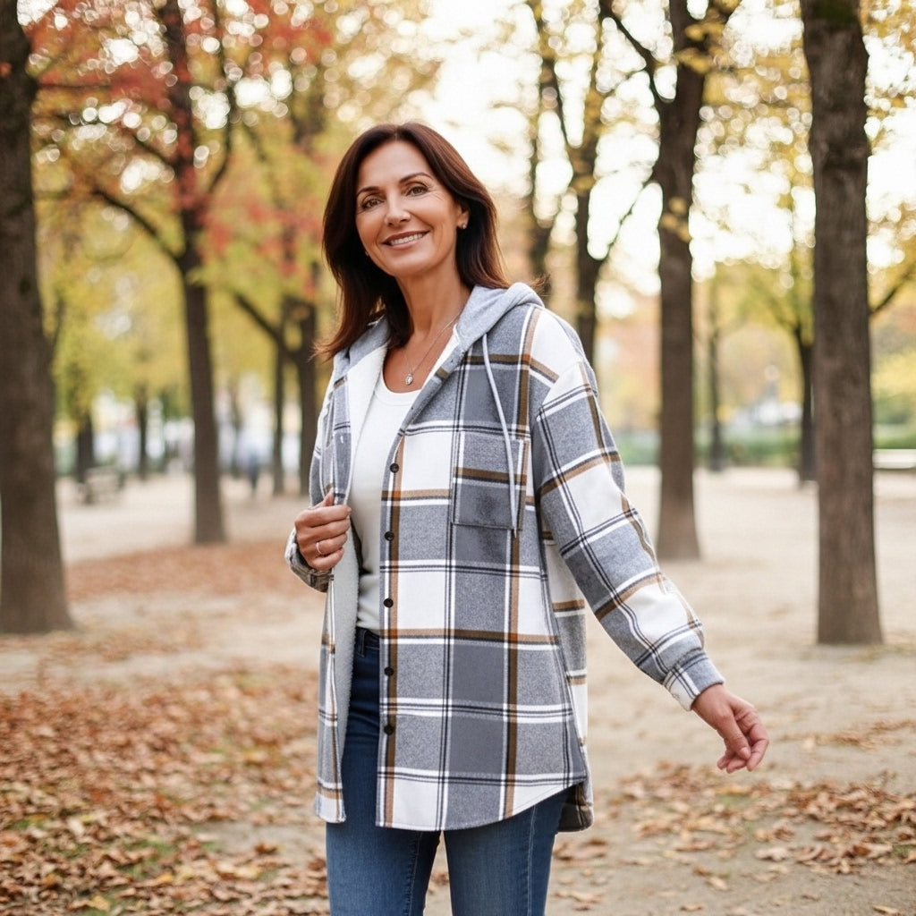 Isaline - Plaid Hooded Cardigan